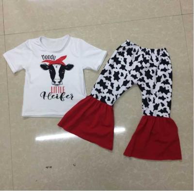 China 2019 casual new design summer dance hive pants party clothes cow pattern dress sets for sale