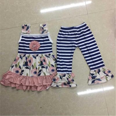 China Cotton 100% 2019 New Fashion Stripe Pants With Ruffles Baby Clothes Sets for sale