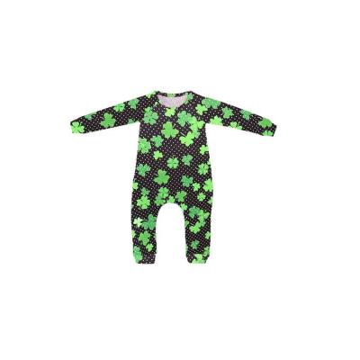 China Comfotable Newest Design St. Patrick's Day Four Leaf Clover Baby Jumpsuit Cheap Babies Romper Clothes for sale