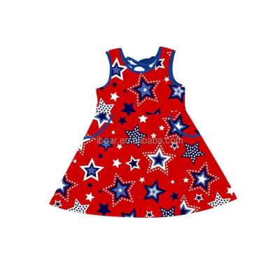 China Latest Breathable Wholesale Pirouette Dress Prints Patterns Girls 4th Of July Clothes Dress for sale