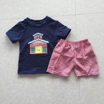 China Eco-Friendly Apparel Set 2019 Hot Sale Back To School Equipment Boutique Children's Boys Clothes Embroidery Classroom School Set for sale