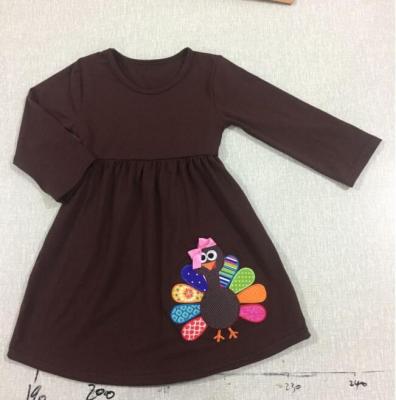 China Girls Eco - Friendly Thanksgiving Clothes Brown Baby Cotton Turkey Clothes Kids Dress for sale