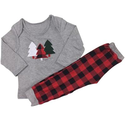 China Casual Christmas Pants Kids Clothes Embroidery Long Sleeve Christmas Tree Baby Set Clothes for sale