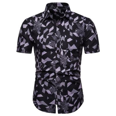 China Other Design Hot Selling Custom Print Cotton Fabric Button Up Short Sleeve Shirt for sale