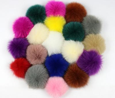 China 2022 Auto Upholstery 8cm Real Fox Fur Pom Pom Fluffy Fox Fur Ball High Quality Real For Hats Covers Slippers And Cloth Accessories for sale