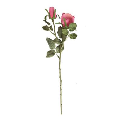 China Flannel Real Touch Artificial Flowers Rose Buds Silk Flora Decorative Fabric Rose Wedding Valentine's Day for sale