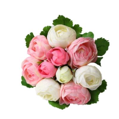 China 2021 hot sale silk peony fabric artificial flower bouquet 10 heads artificial flowers holding flower peonies for wedding home decor for sale