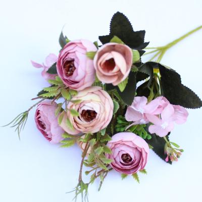 China Wedding& Home& Desktop Decoration Flower Plants 2021 Hot Sales DIY Silk Decoration Flowers Beautiful Peony Rose Bouquet Flores Home Party Wedding Decor Artificial Flowers Small for sale