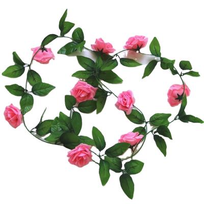 China Rose Vine Flower Garland Plants Ivy Artificial Rose Vine Hanging 9 Heads Simulation Rose Vine Flowers Artificial Rose Garlands for Home Wedding for sale