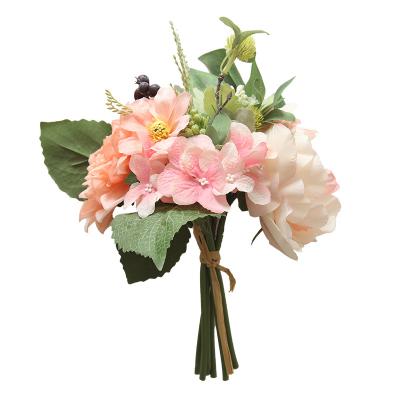 China Wedding& Home& Office decoration flower plants 2021 hot sale artificial flower group decoration artificial flower dahlia home bouquet for wedding for sale