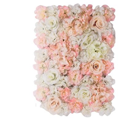 China 2022 Fashion 60x40cm Silk and Plastic Artificial Rose Backdrop Flower Wedding Backdrop Wall Decoration for sale