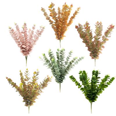 China Wedding& Home& Desktop Decoration Flower Plants 2021 Real Touch Eucalyptus Stem Flower DIY High Quality Artificial Material For Wedding for sale