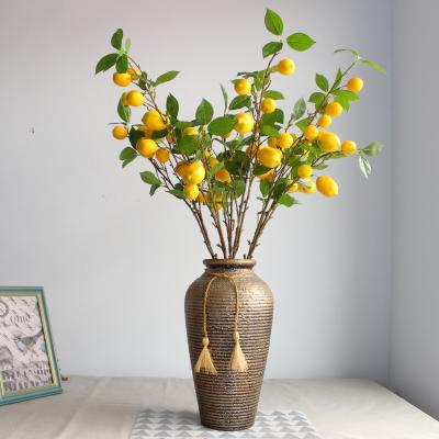 China Foam 2021 Hot Sale Home Decorative Artificial Fruit Spray Single Stem Lemon Branch For Wedding Decoration for sale