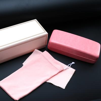 China New Iron Guvivi Glass Case Leather Eye Glasses Packaging Box Glass Tissue Pouch Set for sale