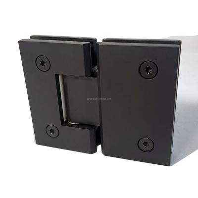 China Modern 180 Degree Black Shower Door Hinge Heavy Duty Glass Pivot Glass Hinge for sale