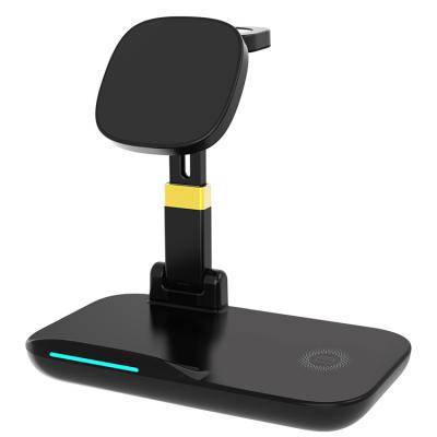 China Mobile Phone Foldable 3 in 1 Wireless Charger 15W Multifunctional Magnetic T8 Wireless Fast Charger for sale