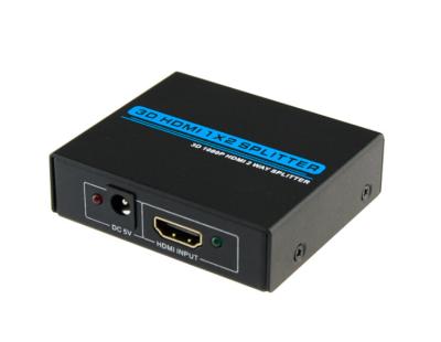 China 3D HDMI 1 In 2 Out Splitter 2 Way HDMI Splitter Amplifier With Power Adapter for sale