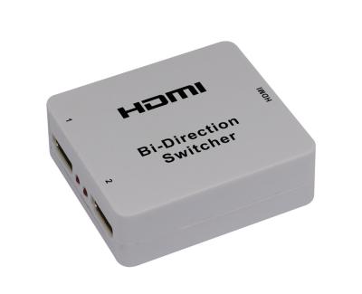 China White 2 Port HDMI Switch Box , Manual Bidirectional HDMI Switch Support 3D LPCM 7.1CH for sale