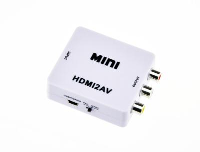 China White Mini Portable HDMI To AV Converter Plug And Play Support NTSC / PAL for sale