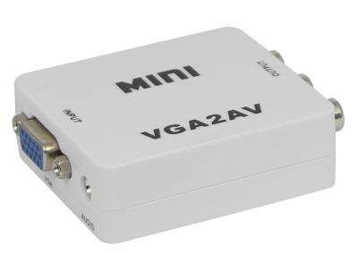 China Mini White VGA To AV Converter With Audio Support High Resolution PC Input Up To SXGA for sale