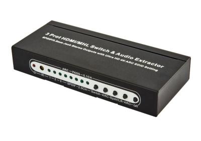 Κίνα 4K ακουστικός εξολκέας HDMI, Switcher 3 λιμένων HDMI υποστήριξη Dolby ψηφιακό/dts-HD προς πώληση