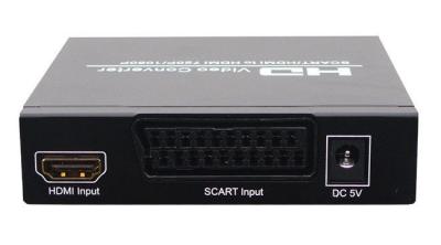 China Digital Coaxial / Analog Stereo Audio Hdmi To Scart Converter Box Black for sale