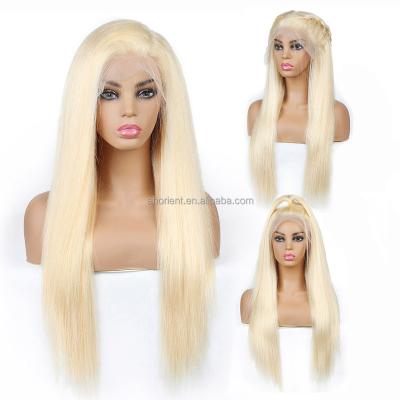 China Orient Fashion Virgin Hair Silky Straight 130 Wave 150 180 Density 13x4 #613 COLOR Transparent Lace Front Wigs With Baby Hair for sale