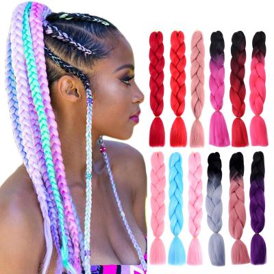 China Soft Light Jumbo Braiding Yaki Ombre Braiding Hair Synthetic Hair Extension Crochet Braids Hair 24inch 100g Braids for sale