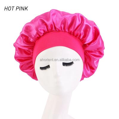 China Casual Wide Elastic Night Sleep Cap Band Hood Sleep Hood Satin Head Cover for sale