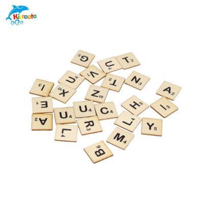 China Custom 100 Pcs Wooden Polybag Wooden Set Tiles Alphabet Letters For Crafts for sale