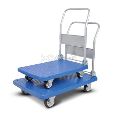 China High Quality Plastic Folding Handle Platform Trolley Cart Hand Trolley With 4 Wheels for sale