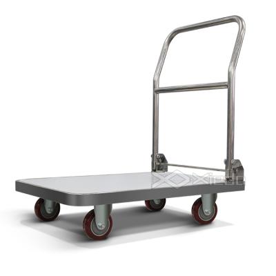 China Easy Folding Heavy Duty 4 Wheel Stainless Steel Platform Truck Cart for sale