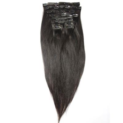 China Cheap Silky Straight Wave Double Weft Cuticle Lined 100% Real Natural Brazilian Remy Virgin Seamless Straight Clip In 100 Hair Extensions for sale