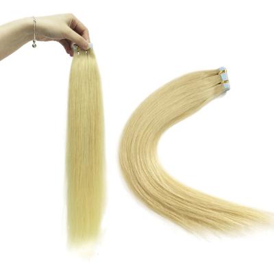 China Wholesale 24 Inch 613 Hot Sale Silky Straight Blonde 1B Seamless Wave Cuticle Aligned Remy Brazilian Human Tape Hair Invisible Extensions for sale