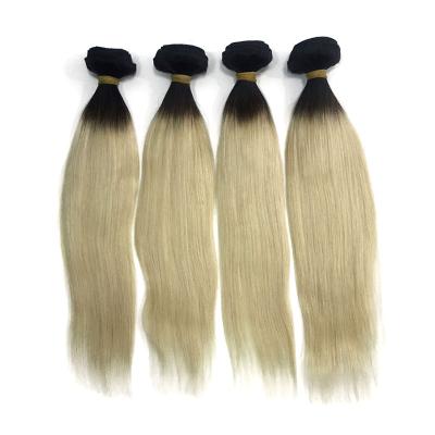 China Wholesale #1b/#613 Remy Indian Straight Ombre #1b/#613 Virgin Virgin Silky Straight Black Blonde Raw Extension Weaves Hair Bundles for sale