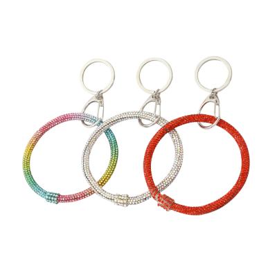 China Decoration Gift Colorful Bling Key Chain Enamel Crystal Silicone O Circle Monogram Bracelet Key Chain Key Chain For Women Girls for sale