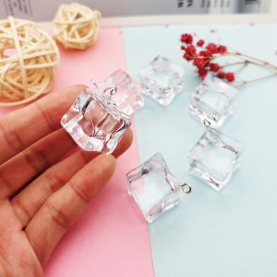 China Fashion Transparent Ice Cube Resin Charms Geometric 3D Ice Charms For Floating Fashion Jewelry Earring Key Chain Accessory for sale