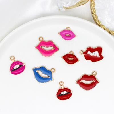 China Cute Lips Enamel Charms Pendants For Key Chain Bracelet Fashion Jewelry Accessories for sale