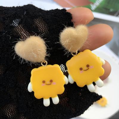 China Cute Cute Love Heart Bear Cookie Drop Earrings For Woman Girl Jewelry Gift for sale