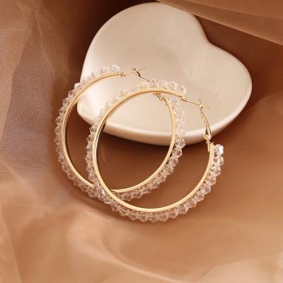 China Fashion large circle shiny crystal earrings punk series delicate crystal earrings girl party accessories for sale