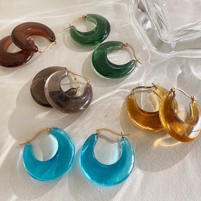 China 2021 Trendy Women's/Woman's Vintage Earrings Acrylic Resin Circle Earrings Fashion Jewerlry 2021 Women Accessories for sale