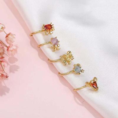 China Cute Marine Organism Zircon Turtle Starfish Dolphin Ear Cuffs Summer Ocean Animals Jellyfish Dolphin Ear Cuffs For Girl for sale