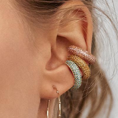 China Trendy Fashion Multicolor CZ Crystal Ear Cuff Stackable C Ear Cuffs No Cartilage Pierced Earring For Women Earcuffs for sale