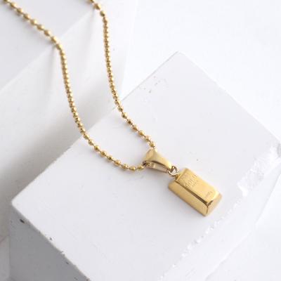 China AU750 Trendy Fashion Simple Gold Bar Necklace Stainless Steel Pendant Neck For Woman Girl Jewelry Gift for sale