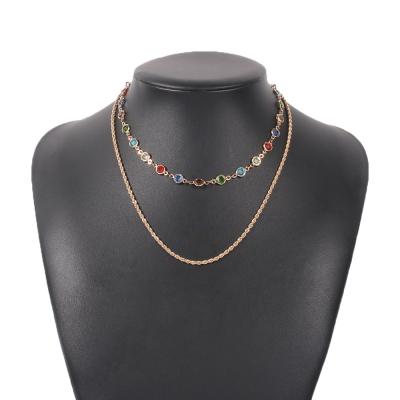 China Colorful Bohemia Crystal Beads Necklace Metal Chain Trendy Multilayer New FASHIONABLE Style For Women Jewelry for sale