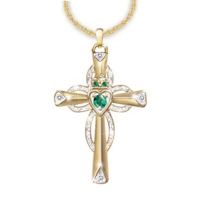 China Religious Water Drop Shaped Crystal Glass Cross Virgin Mary Pendant Necklace Women's Religious Amulet Party Jewelry Accessory Girl Gift for sale