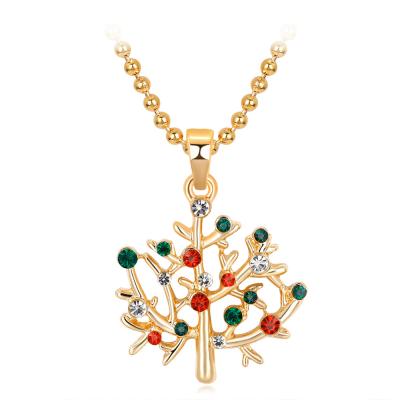 China Fashion New Christmas CLASSIC Rhinestone Tree Pendant Necklace For Woman Girl Jewelry Gift Wholesale for sale