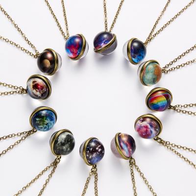 China Vintage Vintage Universe Galaxy Nebula Necklace For Women Men Ball Necklace Sweater Chain Pendant Jewelry for sale