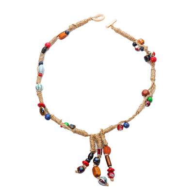 China BOHEMIA Boho Wooden Beaded Tassel Necklace For Women Summer Rope Necklace Accessories Jewelry Party Gifts Wholesale for sale