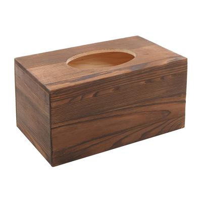 China Sustainable Home Office Retro Tissue Cover Decorative Wooden Paper Box for sale